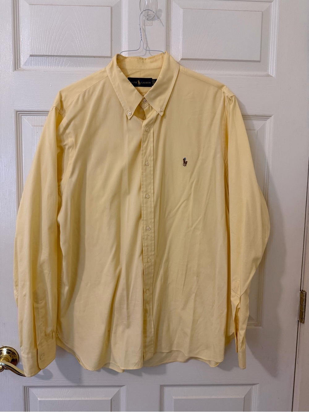 Polo Ralph Lauren Pale Yellow Button Down Shirt Size 17.5 44 XL Flawed
